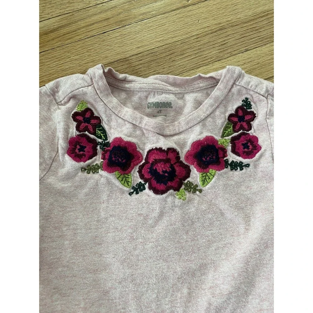 Gymboree Girl 4T Long Sleeved T-shirt Roses Pink